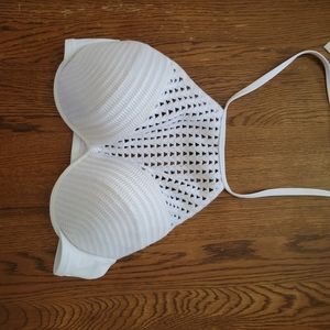 Shade & Shore White Crochet Swim Top Sz 36C